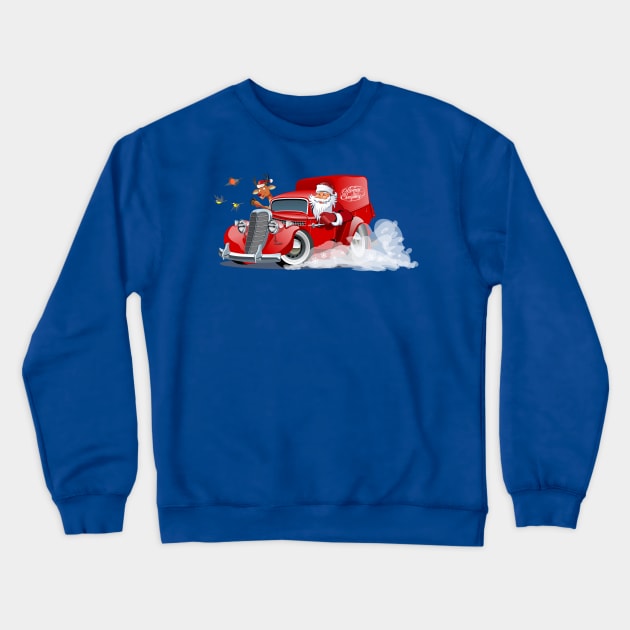 Cartoon Christmas truck Crewneck Sweatshirt by Mechanik